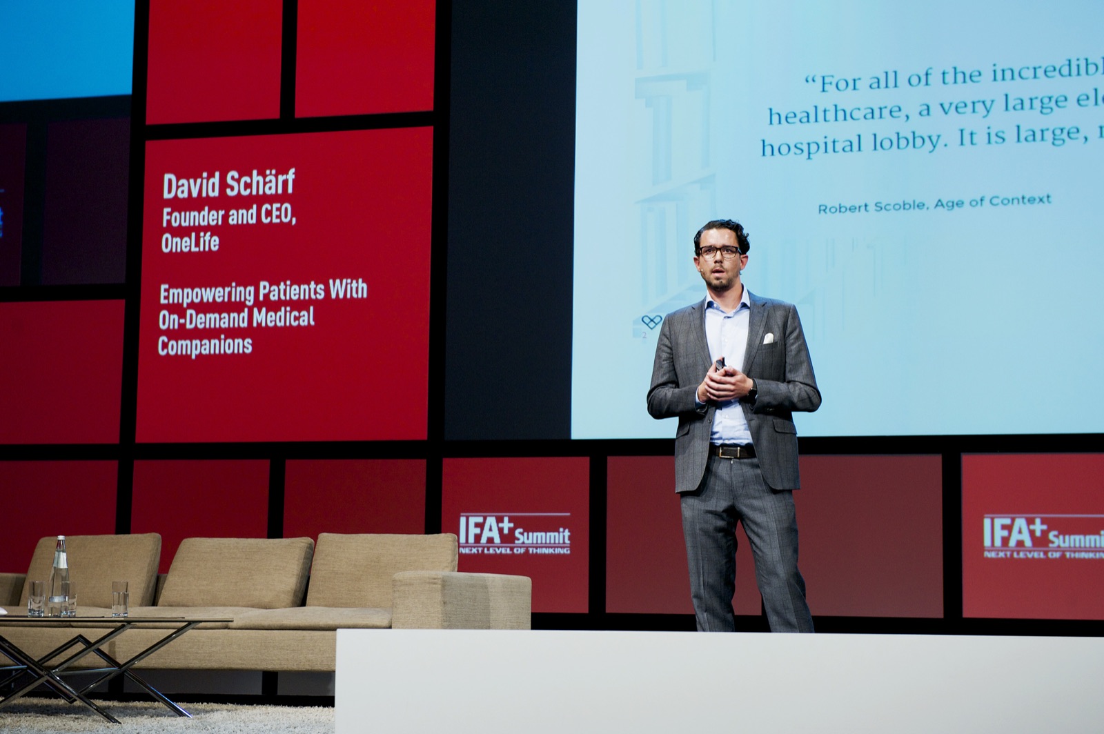 David Schärf on stage at IFA+ Summit 2015 — Empowering Patients With On-Demand Medical Companions